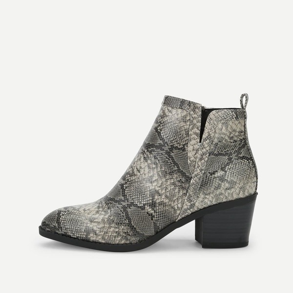 

Snakeskin Print Chunky Heeled Ankle Boots