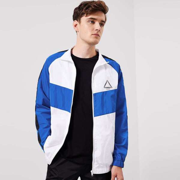

Men Raglan Sleeve Color-Block Jacket