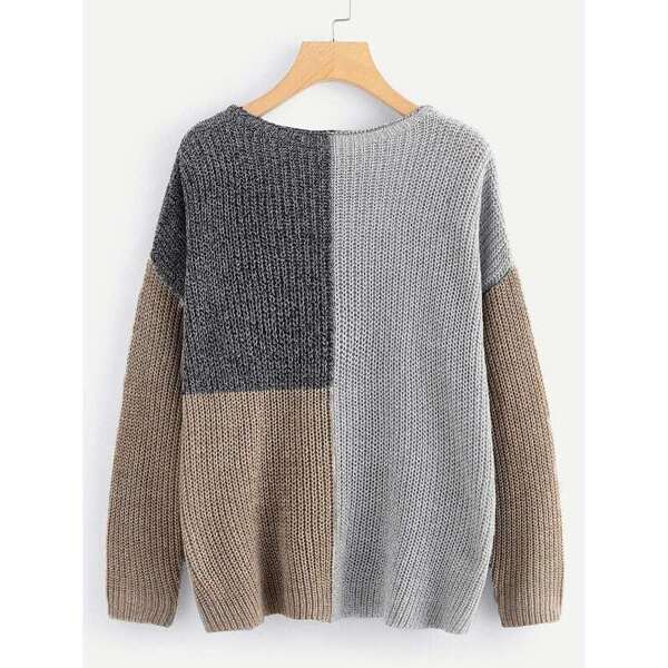 

Drop Shoulder Color-Block Jumper
