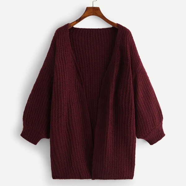 

Balloon Sleeve Solid Cardigan