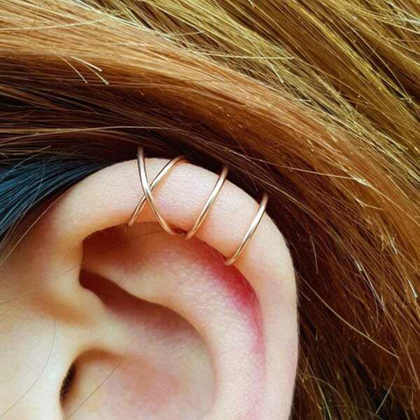 

Double Layered Ear Cuff 2pcs, Gold