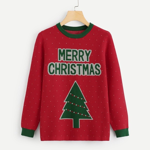 

Christmas Tree & Letter Print Sweater