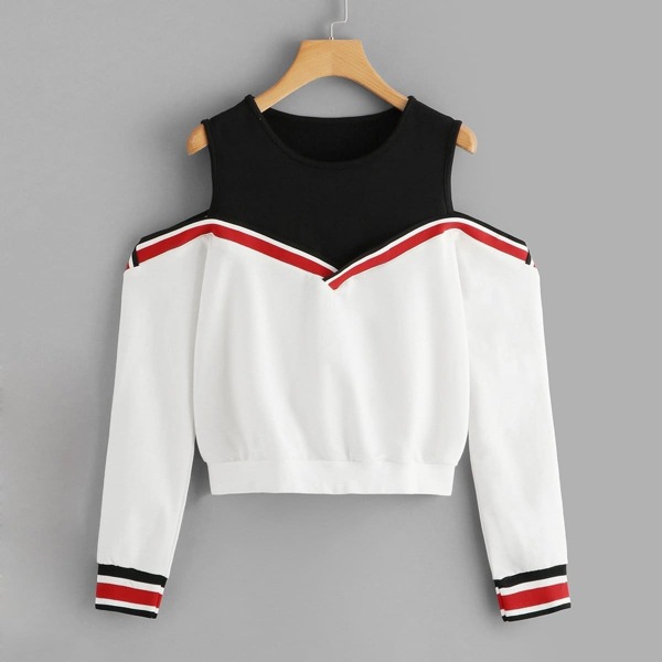 

Contrast Striped Trim 2 In 1 Pullover, Multicolor