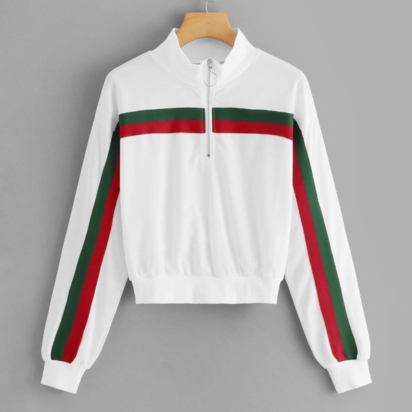 

Striped Zip Neck Sweatshirt