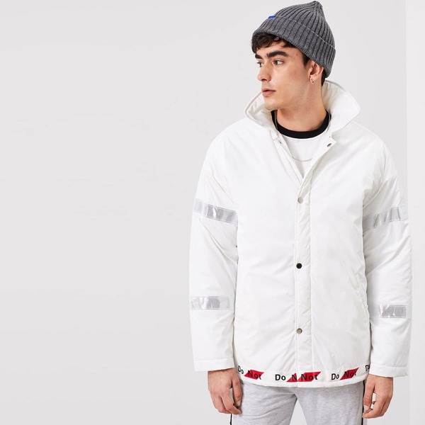 

Men Button Up Tape Insert Coat