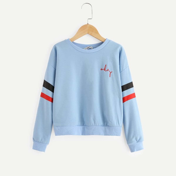 

Girls Striped Sleeve Sweatshirt