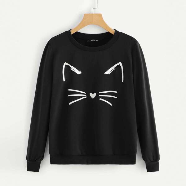 

Plus Cat Print Pullover