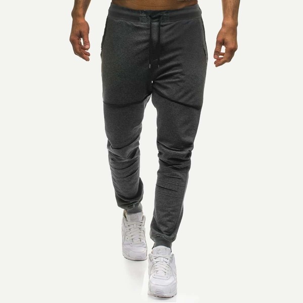 

Men Ripped Detail Drawstring Waist Pants, Grey
