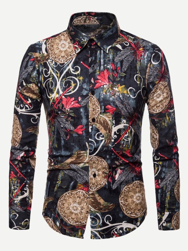 

Men Abstract Print Shirt, Multicolor