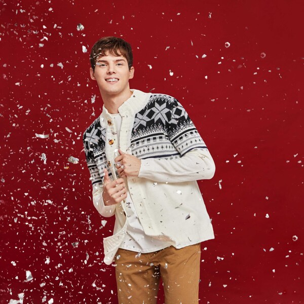 

Men Print Knit Coat