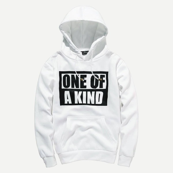 

Men Letter Print Hooded Sweatshirt