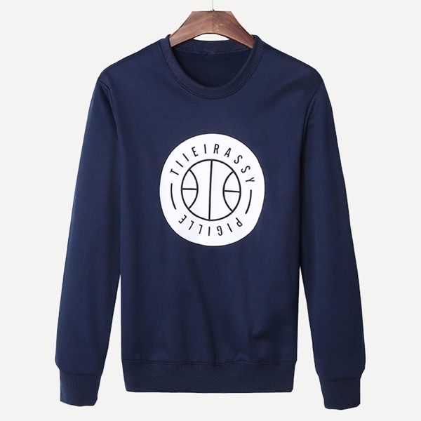 

Men Letter Print Tee, Navy