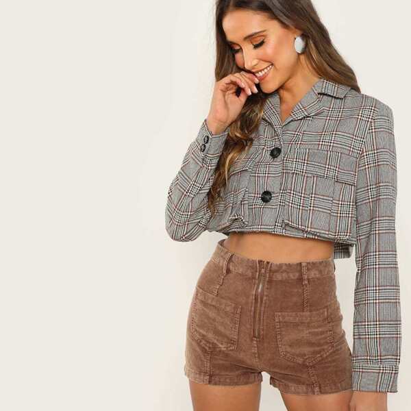 

Flap Pocket Detail Crop Jacket