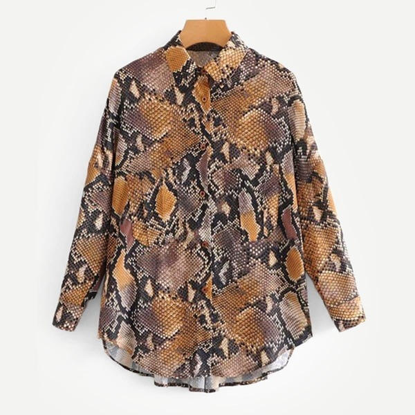 

High Low Snakeskin Blouse, Multicolor