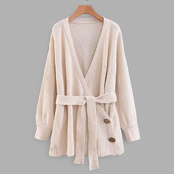 

Self Belted Wrap Sweater Coat