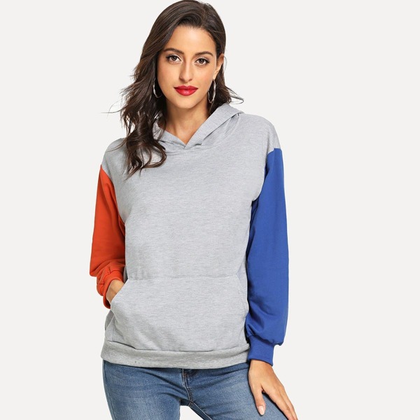 

Colorblock Kangaroo Pocket Hoodie