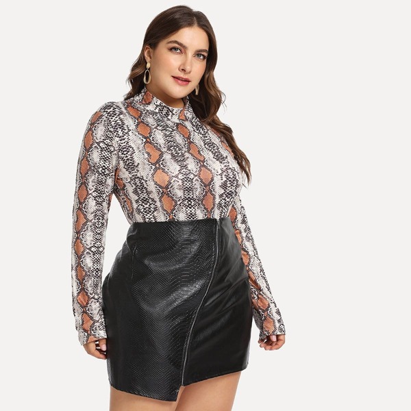 

Plus Snake Skin Pattern Bodysuit