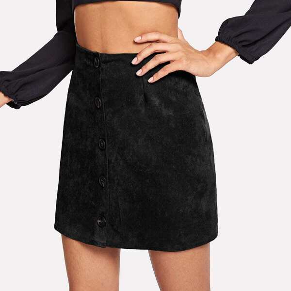

Single Breasted Solid Skirt