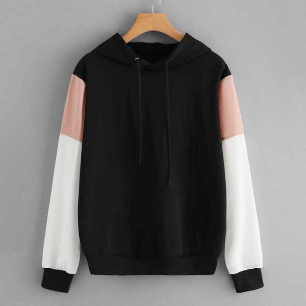 

Color-Block Sleeve Hoodie, Multicolor