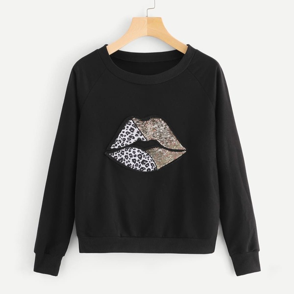 

Lip Pattern Sweatshirt, Black