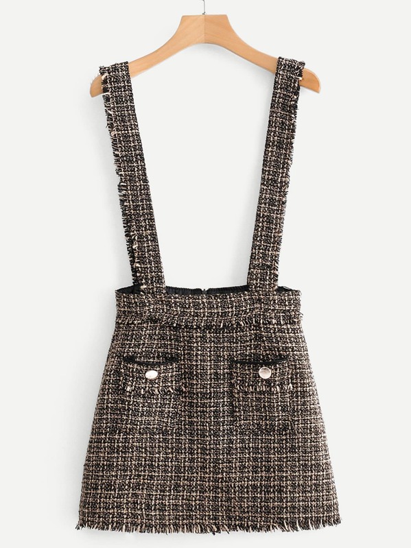 

Fringe Trim Tweed Skirt, Multicolor