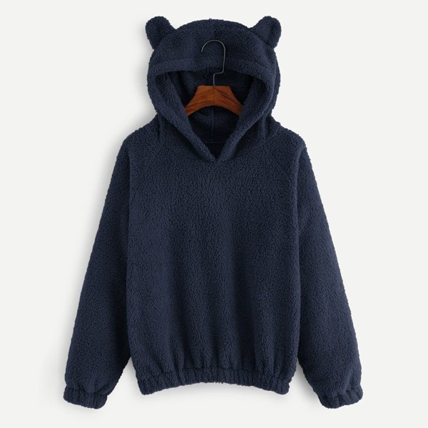 

Solid Hooded Teddy Sweatshirt