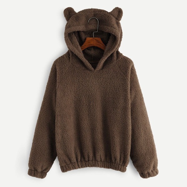 

Solid Hooded Teddy Sweatshirt