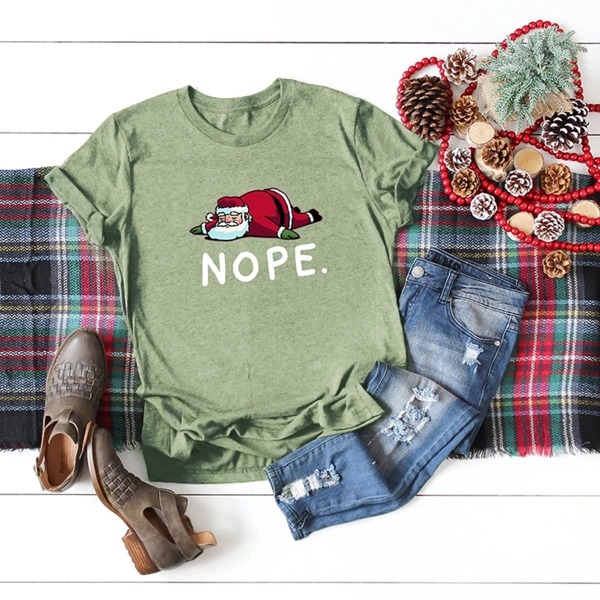 

Christmas And Letter Print Tee