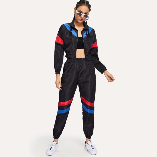

Colorblock Zip Up Jacket With Pants