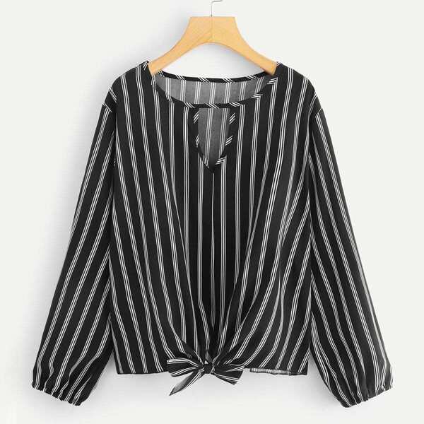 

Plus Varsity Striped Blouse