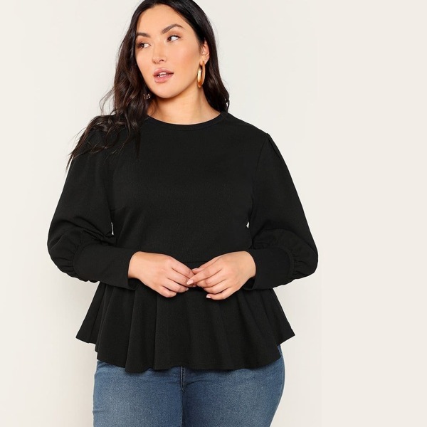 

Plus Bishop Sleeve Peplum Top