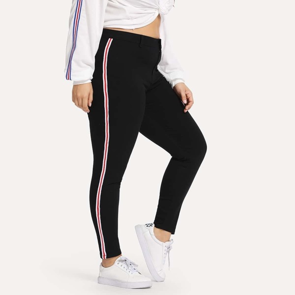 

Plus Striped Side Jeans, Black