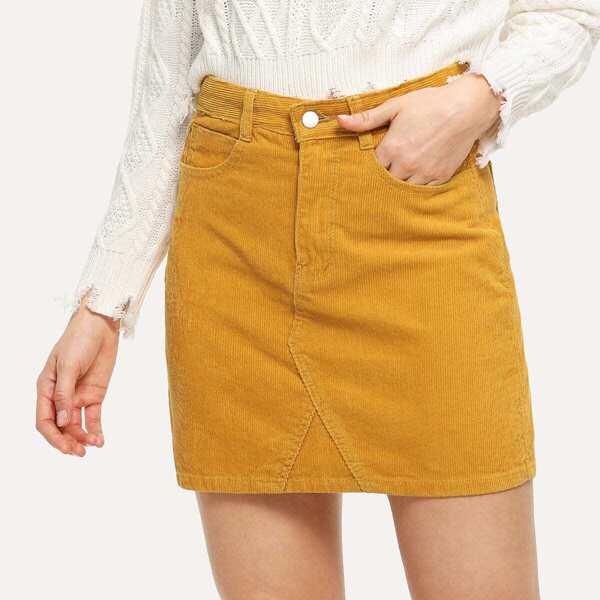 

Cord Pocket Detail Skirt