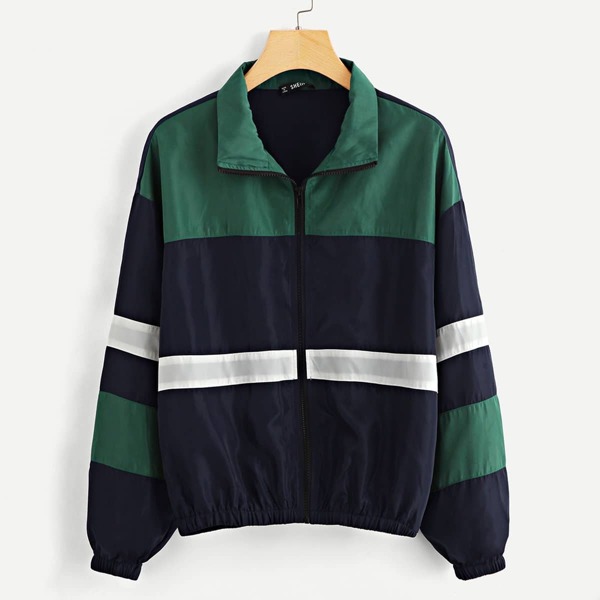 

Zip Front Color Block Jacket