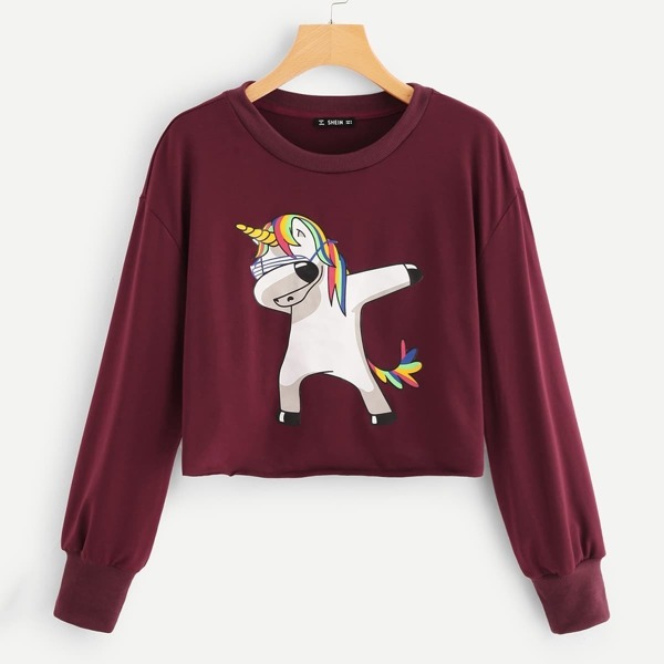 

Cartoon Graphic Sweatshirt, Burgundy