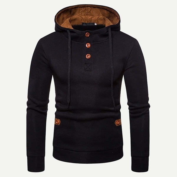 

Men Quarter Button Hooded Sweatshirt