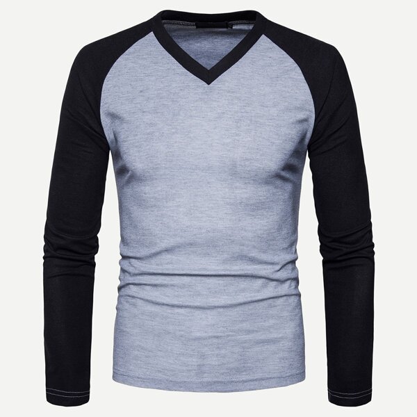 

Men Color-Block Raglan Sleeve V-Neck Tee