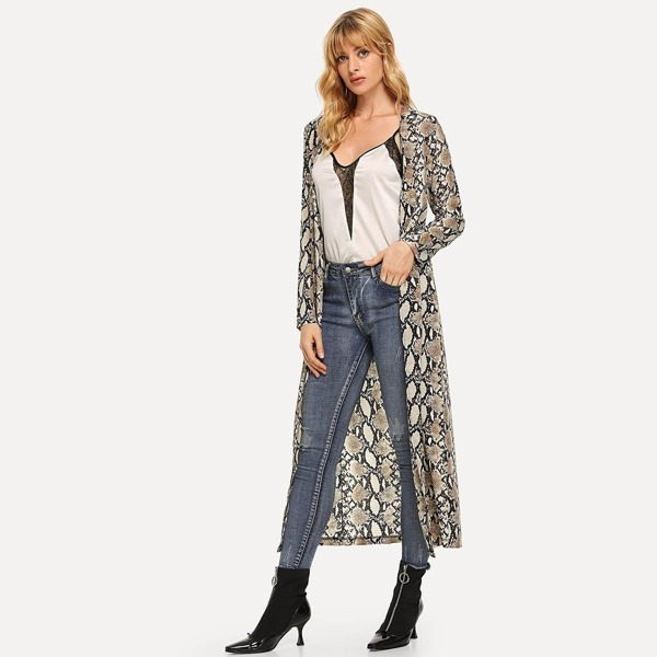 

Snake Print Longline Coat