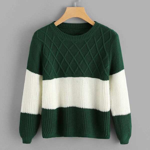 

Contrast Panel Sweater, Multicolor