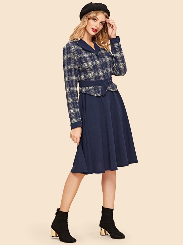 

Button Front Belted Dress, Navy, Nathane