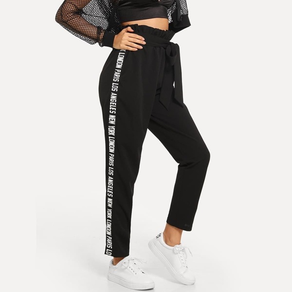 

Lettering Side Seam Jersey Pants