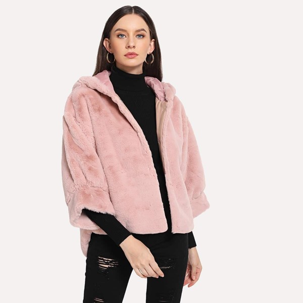 

Solid Hoodie Teddy Coat