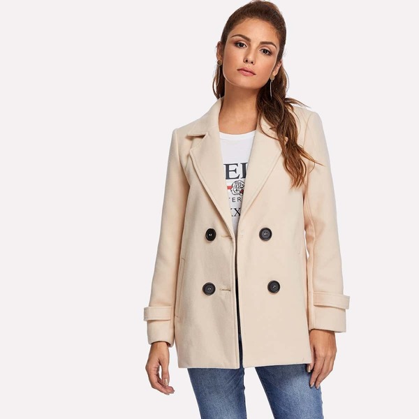 

Notch Collar Double Breasted Coat