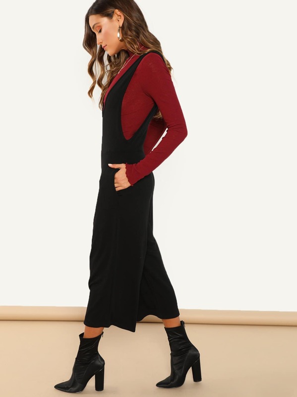 

Double V Neck Solid Jumpsuit
