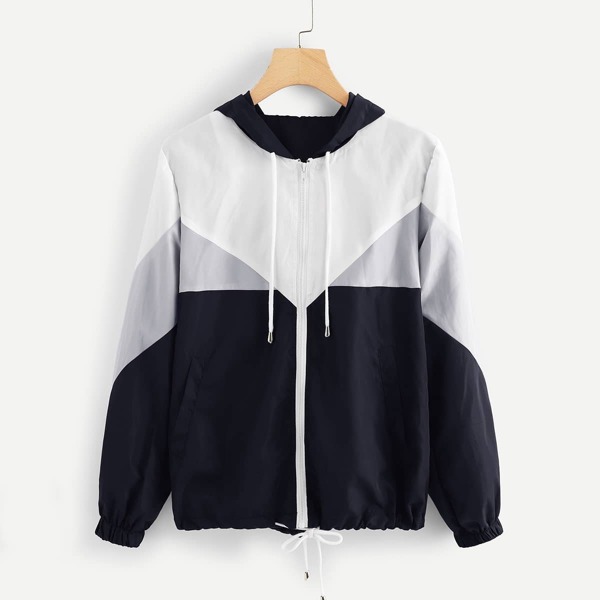 

Plus Cut And Sew Hooded Jacket, Multicolor