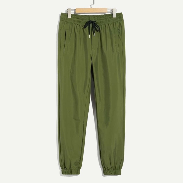 

Men Solid Elastic Hem Pants