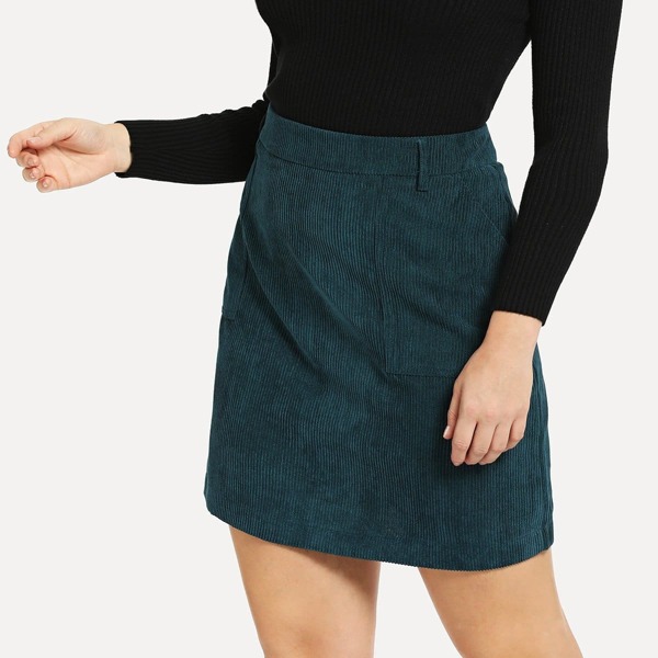 

Plus Solid Cord Skirt