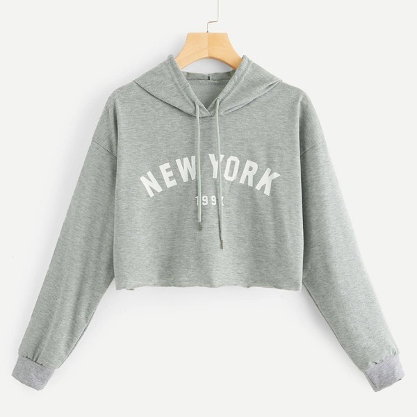 

Letter Print Crop Hoodie