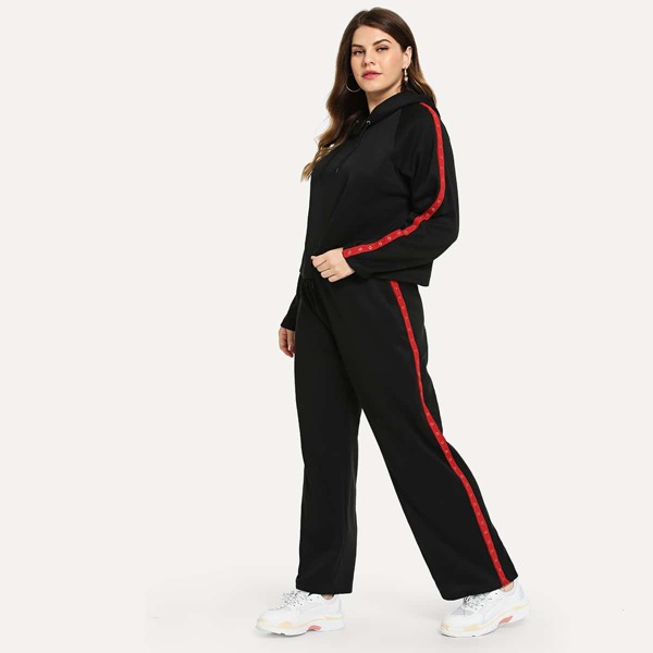 

Plus Tipping Hoodie Coat & Pants Co-Ord