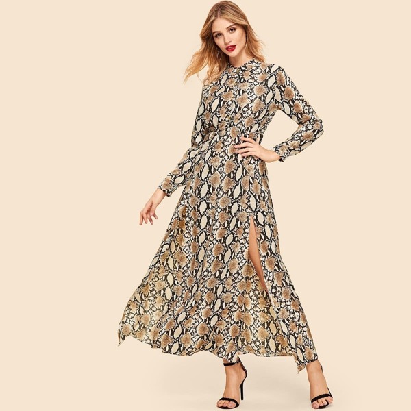 

Snake Print High Split Dress